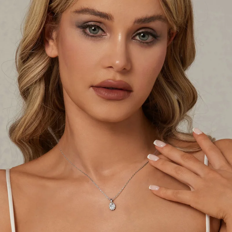 (kép) Pandora stílusú ragyogó szépség 1ct Moissanite nyaklánc (egy tanúsítvánnyal) - M - Megtekintés 6