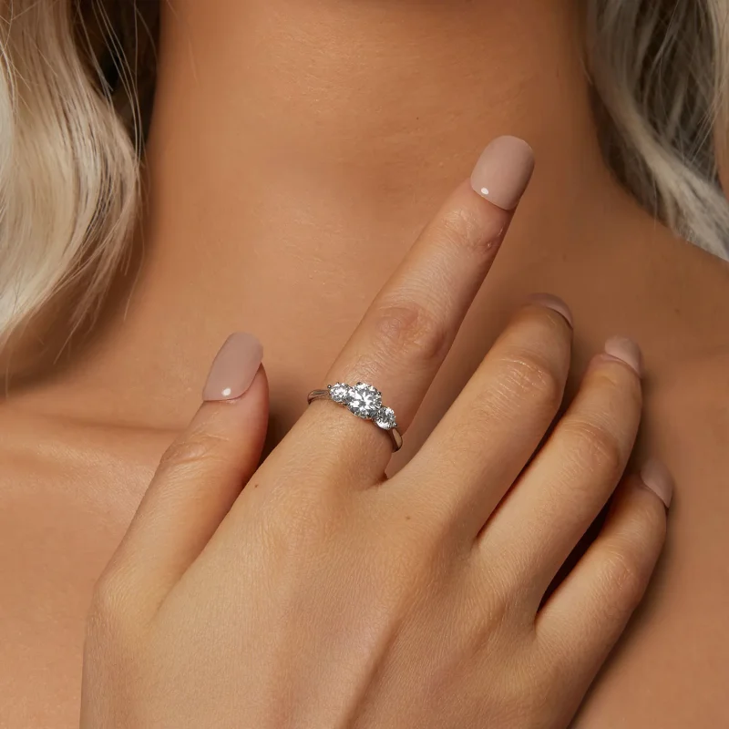 (kép) Pandora stílusú romantikus 1CT Moissanite Ring - MSR051-E - Megtekintés 5