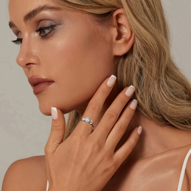 (kép) Pandora stílusú romantikus 1CT Moissanite Ring - MSR051-E - Megtekintés 6