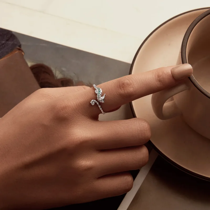 (kép) Pandora stílusú Seahorse Open Ring - BSR559-E - Megtekintés 5
