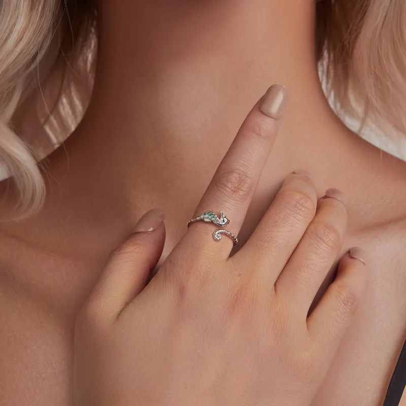 (kép) Pandora stílusú Seahorse Open Ring - BSR559-E - Megtekintés 6