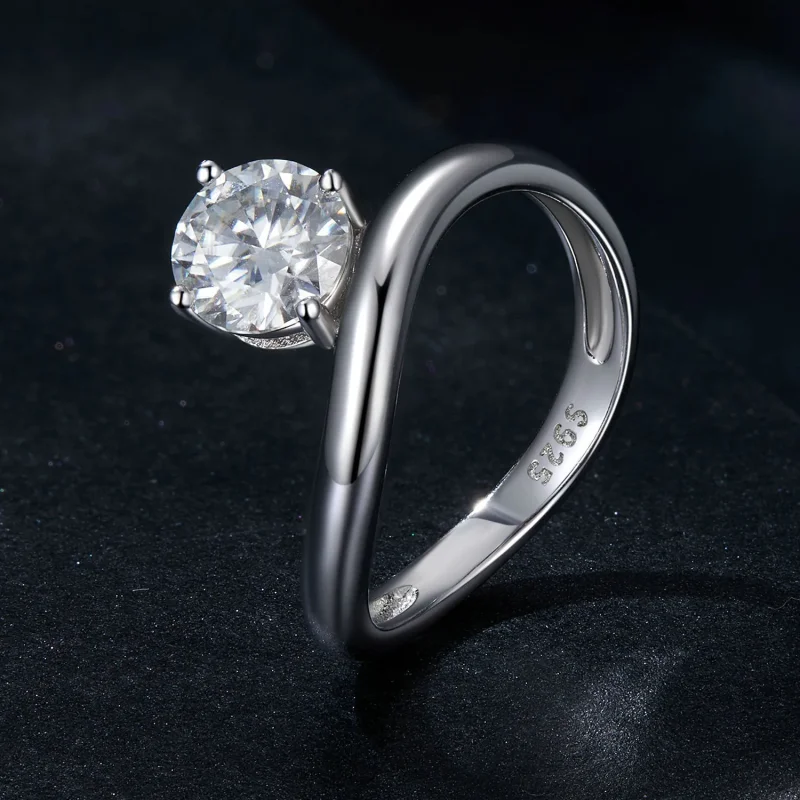 (kép) Pandora stílusú Simple 1Ct Moissanite Ring- MSR050 - Megtekintés 2