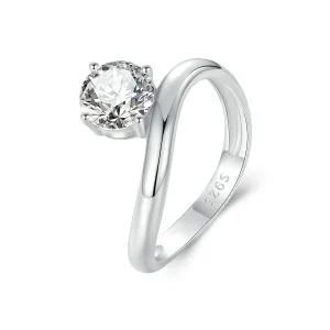 (kép) Pandora stílusú Simple 1Ct Moissanite Ring- MSR050