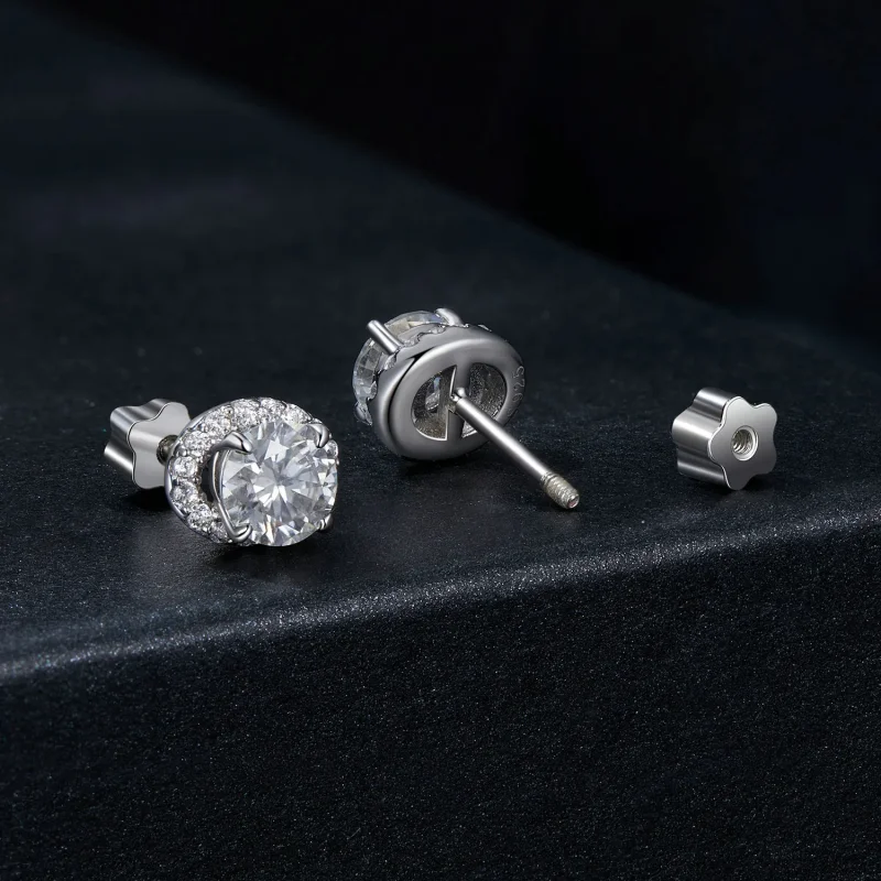 (kép) Pandora stílusú Starry Moissanite 0,5 kt fülbevalók (két tanúsítvánnyal) - MSE05 - Megtekintés 2