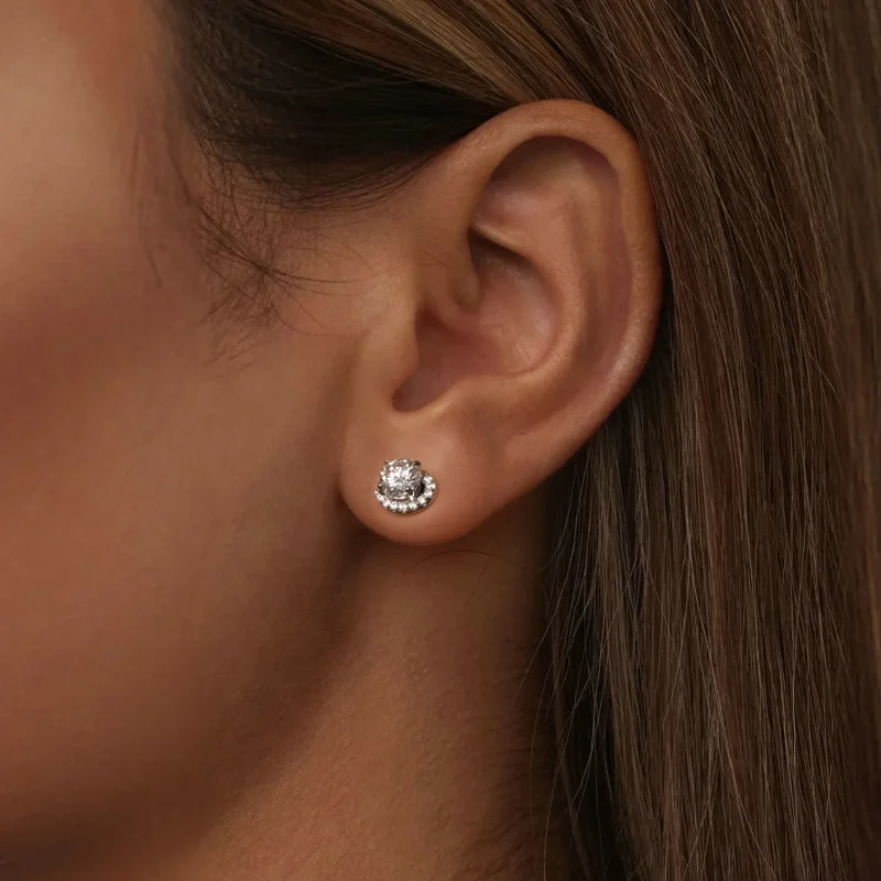 (kép) Pandora stílusú Starry Moissanite 0,5 kt fülbevalók (két tanúsítvánnyal) - MSE05 - Megtekintés 5