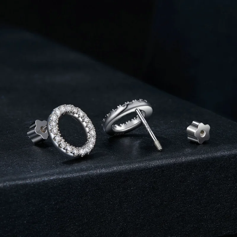 (kép) Pandora stílusú Starry Night Moissanite 0,013Ct fülbevalók (két tanúsítvány) - M - Megtekintés 2