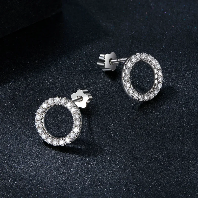 (kép) Pandora stílusú Starry Night Moissanite 0,013Ct fülbevalók (két tanúsítvány) - M - Megtekintés 3