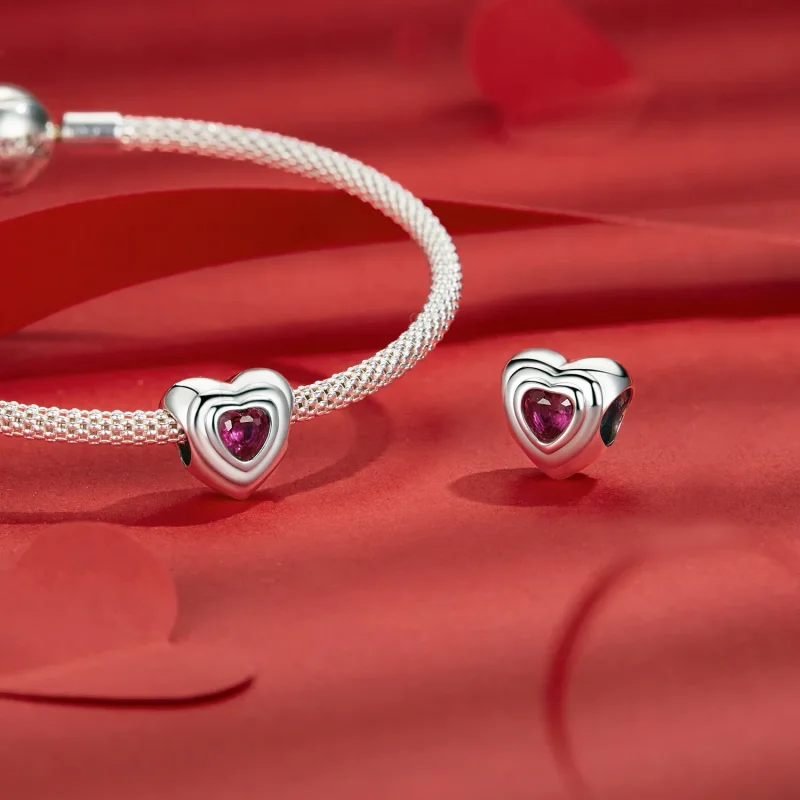 (kép) Pandora stílusú szerelmi szív klasszikus halo charm - SCC2776 - Megtekintés 4