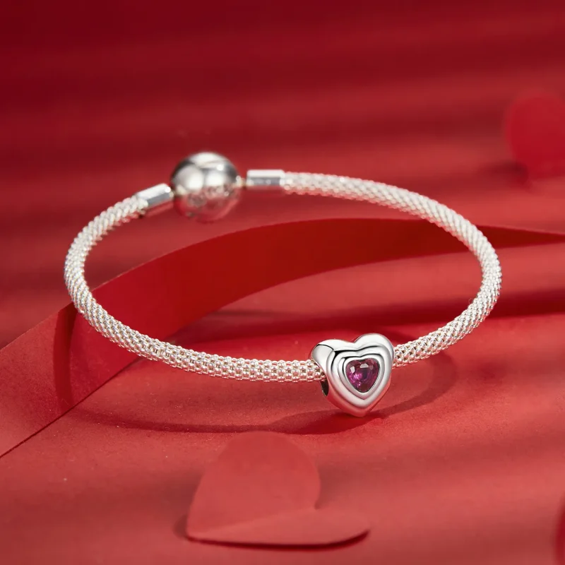 (kép) Pandora stílusú szerelmi szív klasszikus halo charm - SCC2776 - Megtekintés 5