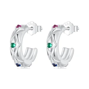 Pandora stílusú vintage gyémántmintás fülbevalók - BSE1032 (kép) Pandora stílusú vintage gyémántmintás fülbevalók - BSE1032