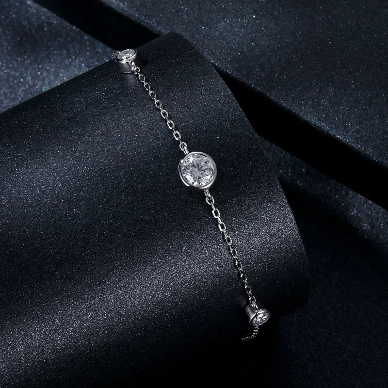 (kép) Pandora Style lenyűgöző Pandora stílusú Starry Moissanite karkötőt (egy tanúsítv - Megtekintés 2