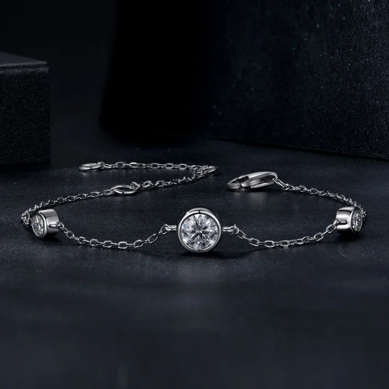 (kép) Pandora Style lenyűgöző Pandora stílusú Starry Moissanite karkötőt (egy tanúsítv - Megtekintés 3