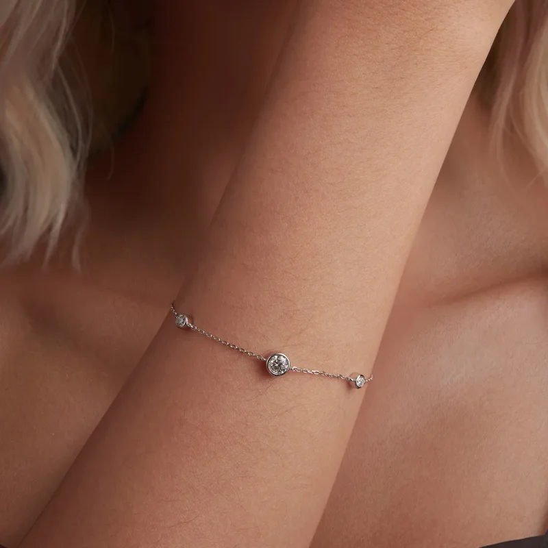 (kép) Pandora Style lenyűgöző Pandora stílusú Starry Moissanite karkötőt (egy tanúsítv - Megtekintés 4