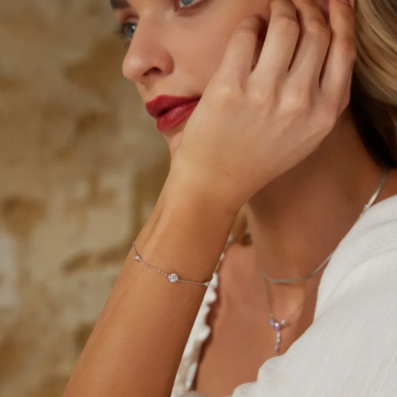 (kép) Pandora Style lenyűgöző Pandora stílusú Starry Moissanite karkötőt (egy tanúsítv - Megtekintés 7