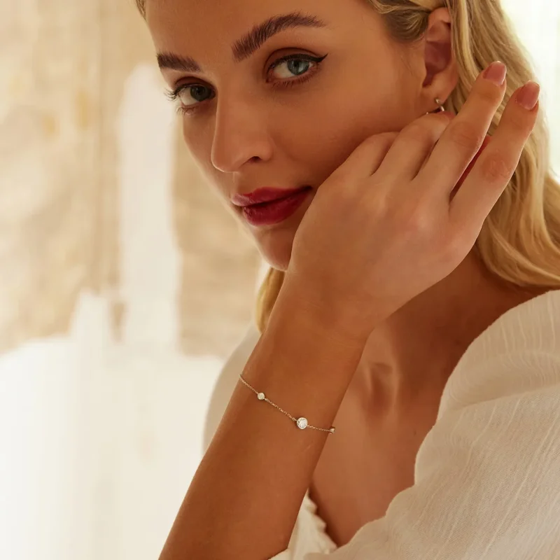 (kép) Pandora Style lenyűgöző Pandora stílusú Starry Moissanite karkötőt (egy tanúsítv - Megtekintés 8