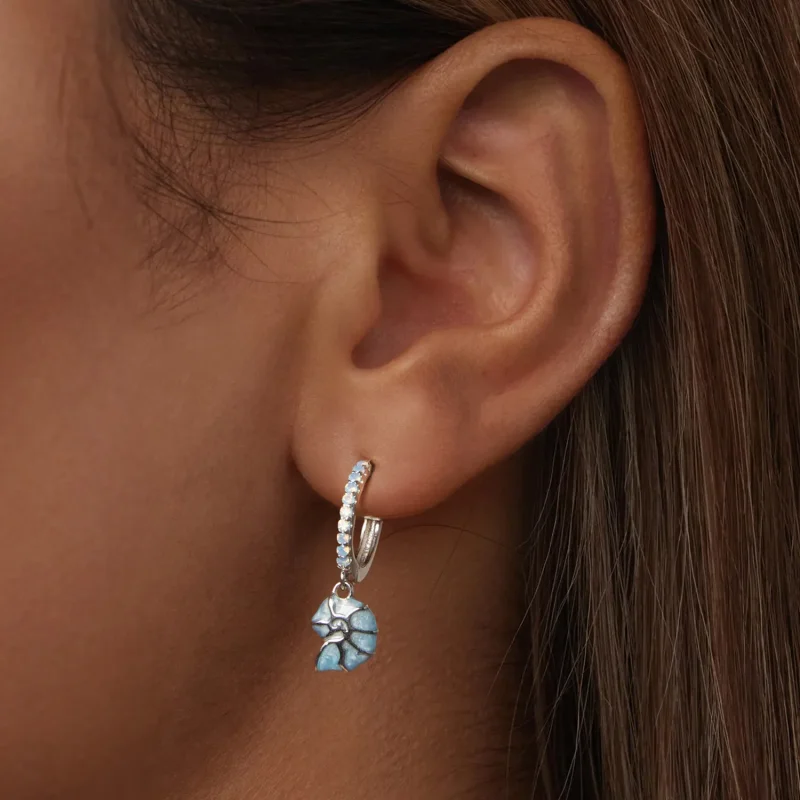 (kép) Pandora Style varázslatos Pandora stílusú kék kagyló fülbevalókat - BSE1012 - Megtekintés 6