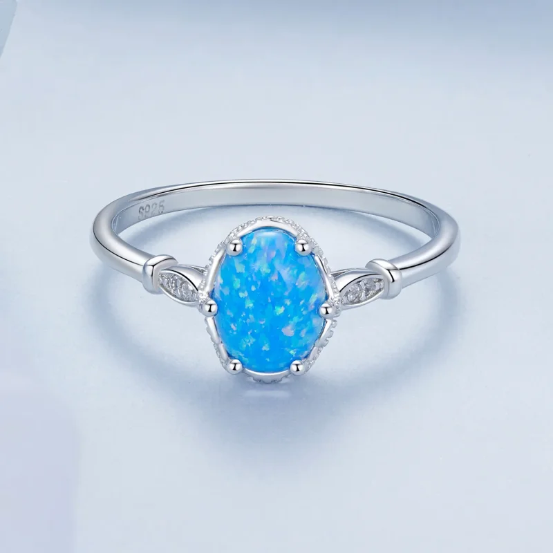 (kép) Pandora Style varázslatos Pandora stílusú korona kék opál gyűrűt - BSR564 - Megtekintés 3