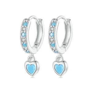 Pandora Style varázslatos Pandora stílusú szív alakú türkiz fülbevalókat - SCE1738 (kép) Pandora Style varázslatos Pandora stílusú szív alakú türkiz fülbevalókat - SCE1738