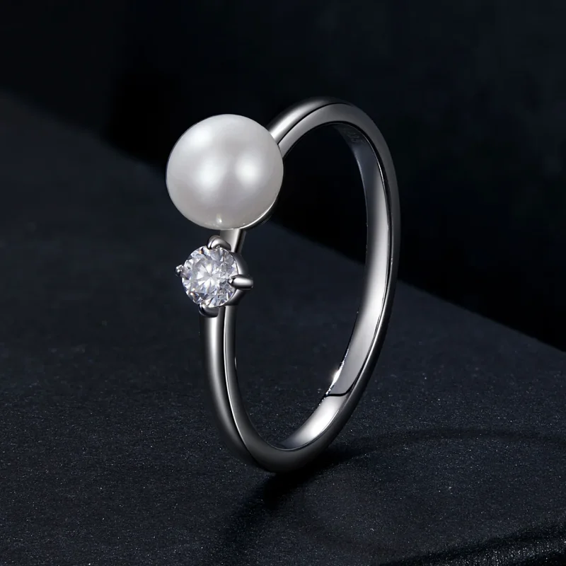 (kép) Pandora Style varázslatos Pandora stílusú természetes gyöngy moissanite gyűrűt ( - Megtekintés 2