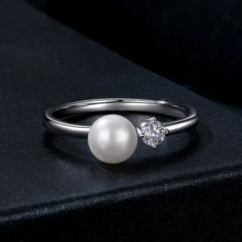 (kép) Pandora Style varázslatos Pandora stílusú természetes gyöngy moissanite gyűrűt ( - Megtekintés 3