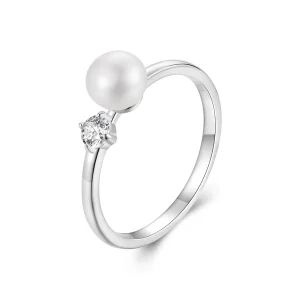 Pandora Style varázslatos Pandora stílusú természetes gyöngy moissanite gyűrűt (egy tanúsítvánnyal) - MSR053 (kép) Pandora Style varázslatos Pandora stílusú természetes gyöngy moissanite gyűrűt (egy tanúsítvánnyal) - MSR053