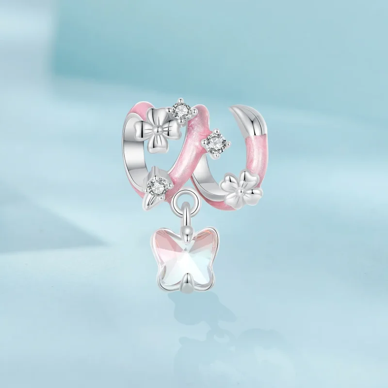 (kép) PANDORA stílusú Butterfly Love Flower gyöngyök - SCC2828 - Megtekintés 2