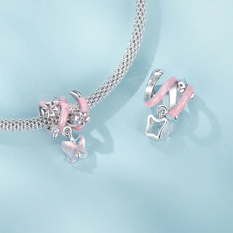 (kép) PANDORA stílusú Butterfly Love Flower gyöngyök - SCC2828 - Megtekintés 5
