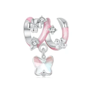 PANDORA stílusú Butterfly Love Flower gyöngyök - SCC2828 (kép) PANDORA stílusú Butterfly Love Flower gyöngyök - SCC2828