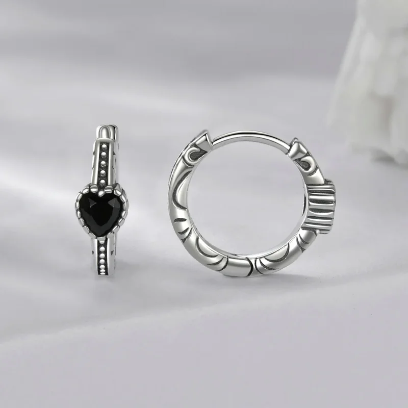 (kép) PANDORA stílusú Heart of Night fülbevaló - SCE1800 - Megtekintés 2