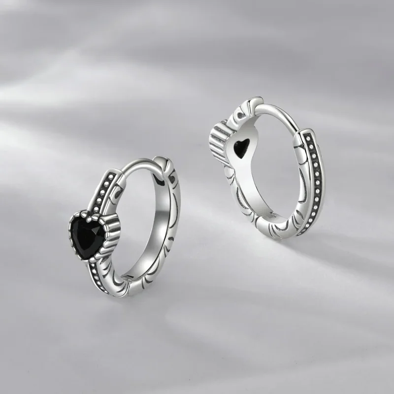 (kép) PANDORA stílusú Heart of Night fülbevaló - SCE1800 - Megtekintés 3