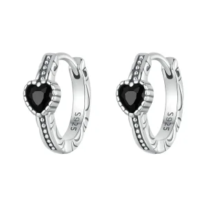 PANDORA stílusú Heart of Night fülbevaló - SCE1800 (kép) PANDORA stílusú Heart of Night fülbevaló - SCE1800