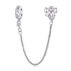 PANDORA stílusú íjszilikon biztonsági lánc - BSC1053 (kép) PANDORA stílusú íjszilikon biztonsági lánc - BSC1053