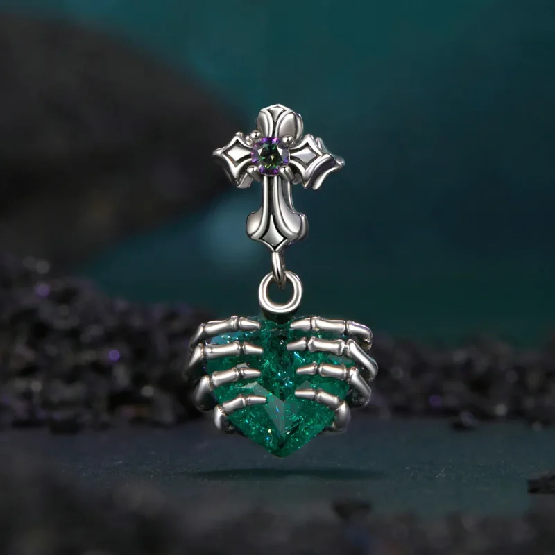 (kép) PANDORA stílusú koponya szív medál - BSC1061 - Megtekintés 2
