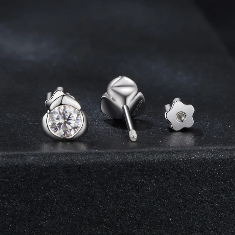 (kép) PANDORA stílusú moissanite rózsa fülbevaló (egy tanúsítvánnyal) - MSE071 - Megtekintés 2
