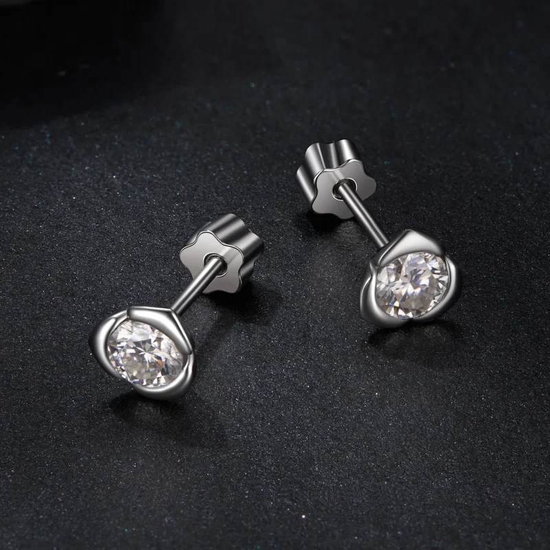 (kép) PANDORA stílusú moissanite rózsa fülbevaló (egy tanúsítvánnyal) - MSE071 - Megtekintés 3