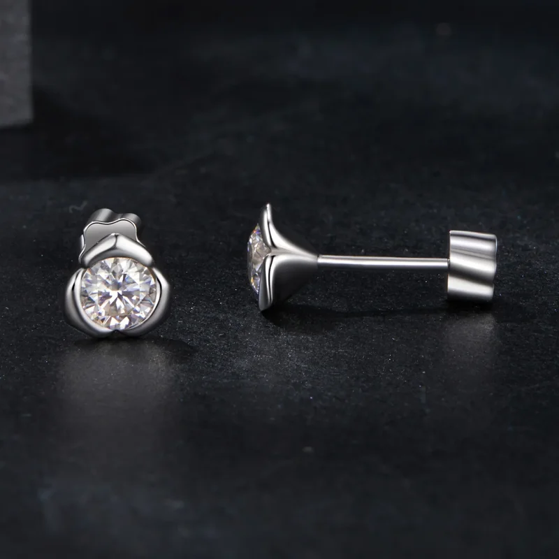 (kép) PANDORA stílusú moissanite rózsa fülbevaló (egy tanúsítvánnyal) - MSE071 - Megtekintés 4