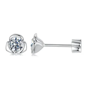 PANDORA stílusú moissanite rózsa fülbevaló (egy tanúsítvánnyal) - MSE071 (kép) PANDORA stílusú moissanite rózsa fülbevaló (egy tanúsítvánnyal) - MSE071