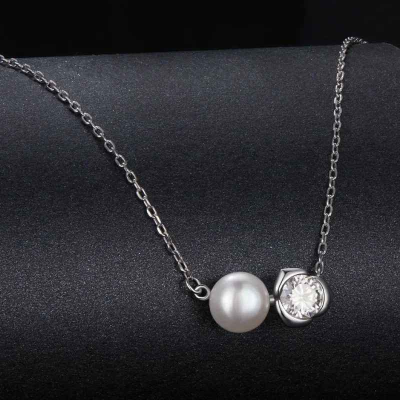 (kép) PANDORA stílusú moissanite rózsa nyaklánc (egy tanúsítvánnyal) - MSN040 - Megtekintés 2