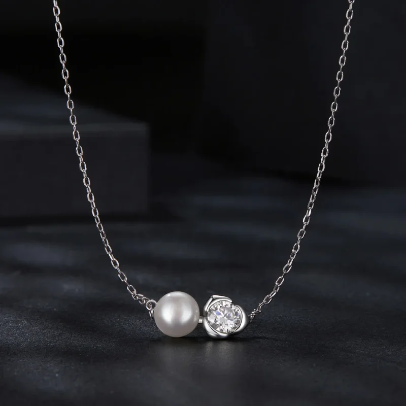 (kép) PANDORA stílusú moissanite rózsa nyaklánc (egy tanúsítvánnyal) - MSN040 - Megtekintés 3