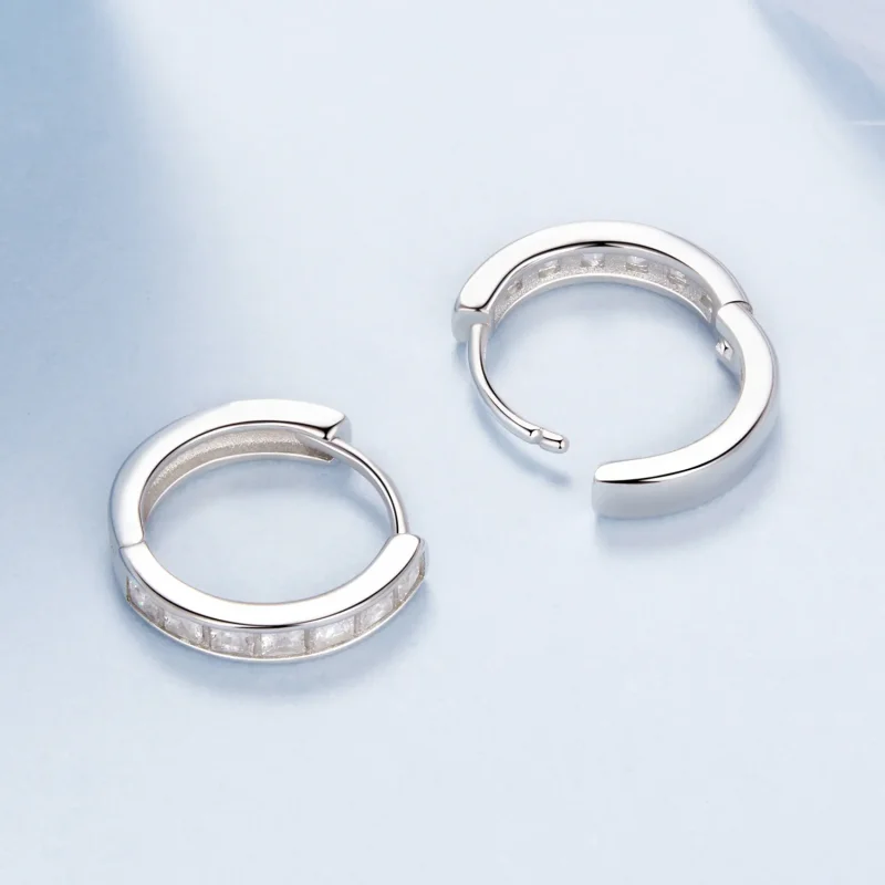 (kép) PANDORA stílusú Princess Square csillogó fülbevaló - BSE1102 - Megtekintés 3