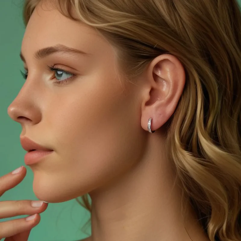 (kép) PANDORA stílusú Princess Square csillogó fülbevaló - BSE1102 - Megtekintés 6