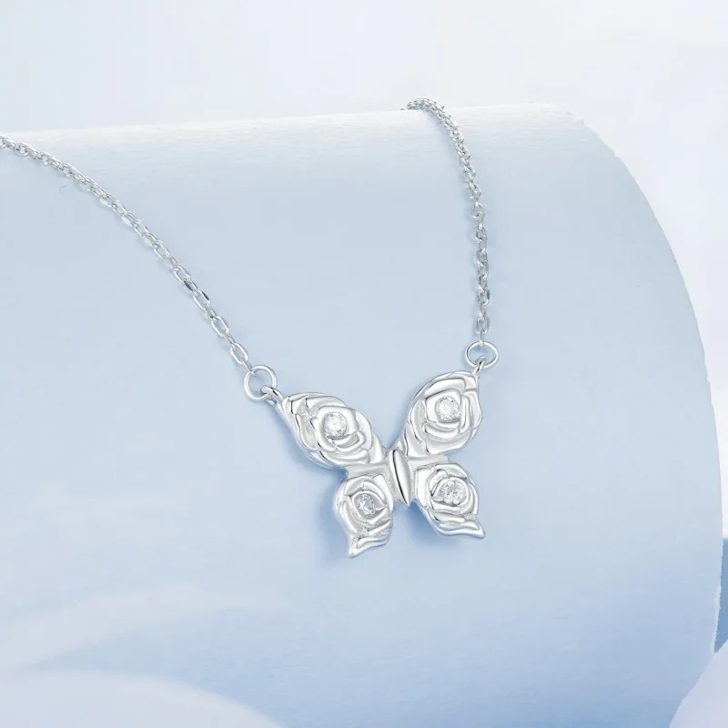 (kép) PANDORA stílusú Rose Butterfly nyaklánc - BSN396 - Megtekintés 2