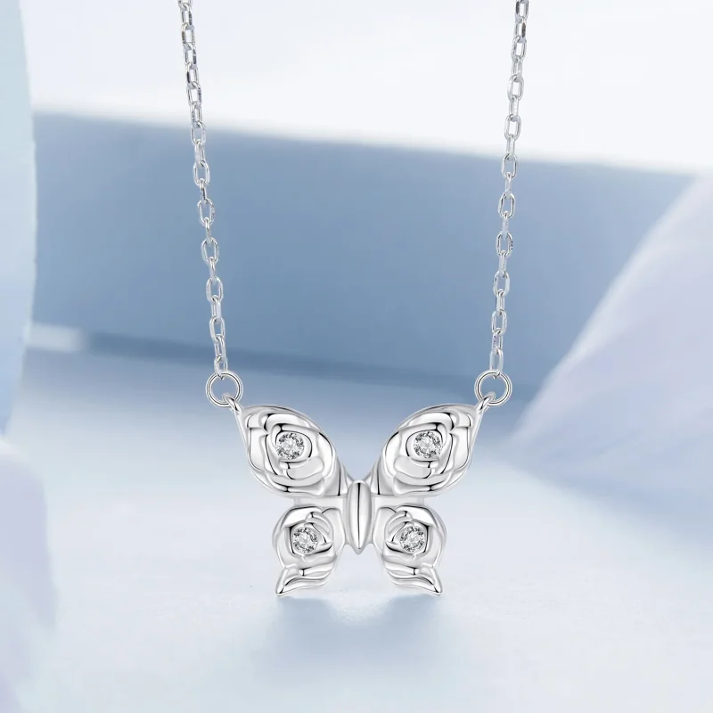 (kép) PANDORA stílusú Rose Butterfly nyaklánc - BSN396 - Megtekintés 3