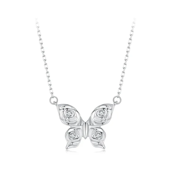 (kép) PANDORA stílusú Rose Butterfly nyaklánc - BSN396