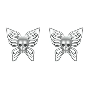 PANDORA stílusú Skull Butterfly fülbevaló - SCE1798 (kép) PANDORA stílusú Skull Butterfly fülbevaló - SCE1798
