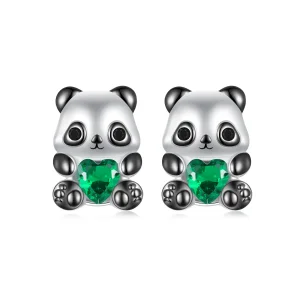 PANDORA stílusú szív Panda fülbevaló - SCE1775 (kép) PANDORA stílusú szív Panda fülbevaló - SCE1775