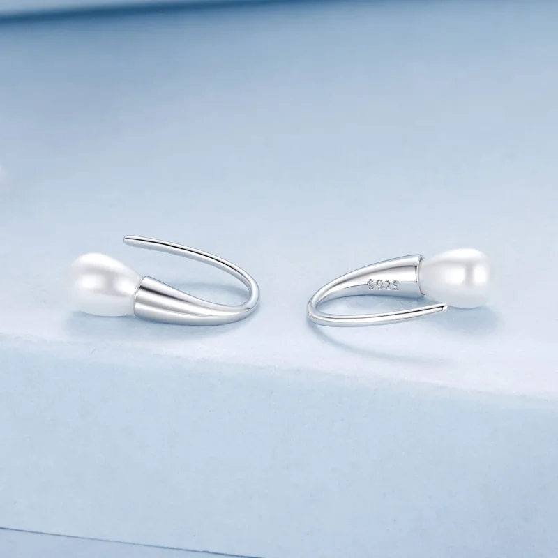 (kép) PANDORA stílusú Teardrop Pearl fülbevaló - BSE1054 - Megtekintés 2