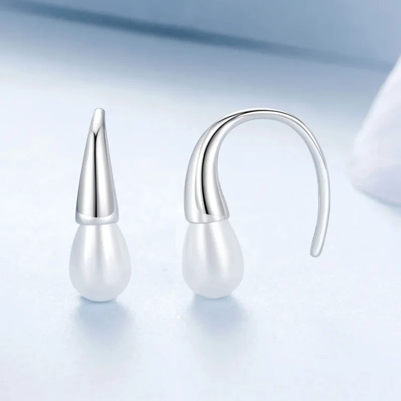 (kép) PANDORA stílusú Teardrop Pearl fülbevaló - BSE1054 - Megtekintés 3
