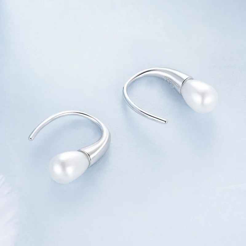 (kép) PANDORA stílusú Teardrop Pearl fülbevaló - BSE1054 - Megtekintés 4