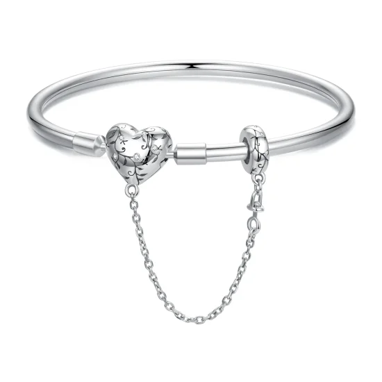 (kép) PANDORA stílusú vintage szív karkötő - SCB287